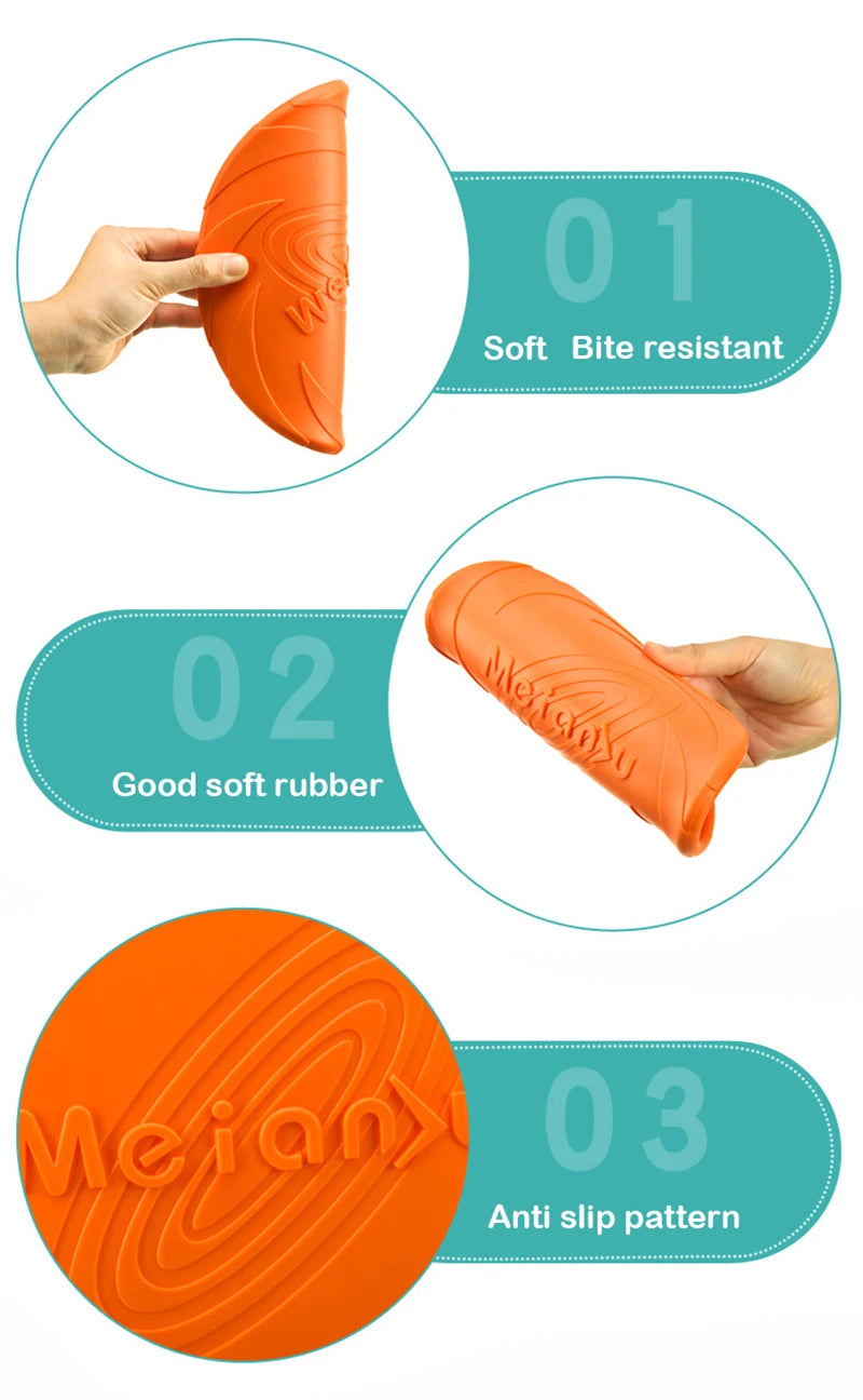 Dog Toys Silicone Flying Disc Fashion Multicolor Resistant Chew Toys Puppy Outdoor Game Trainning Interactive Supplies