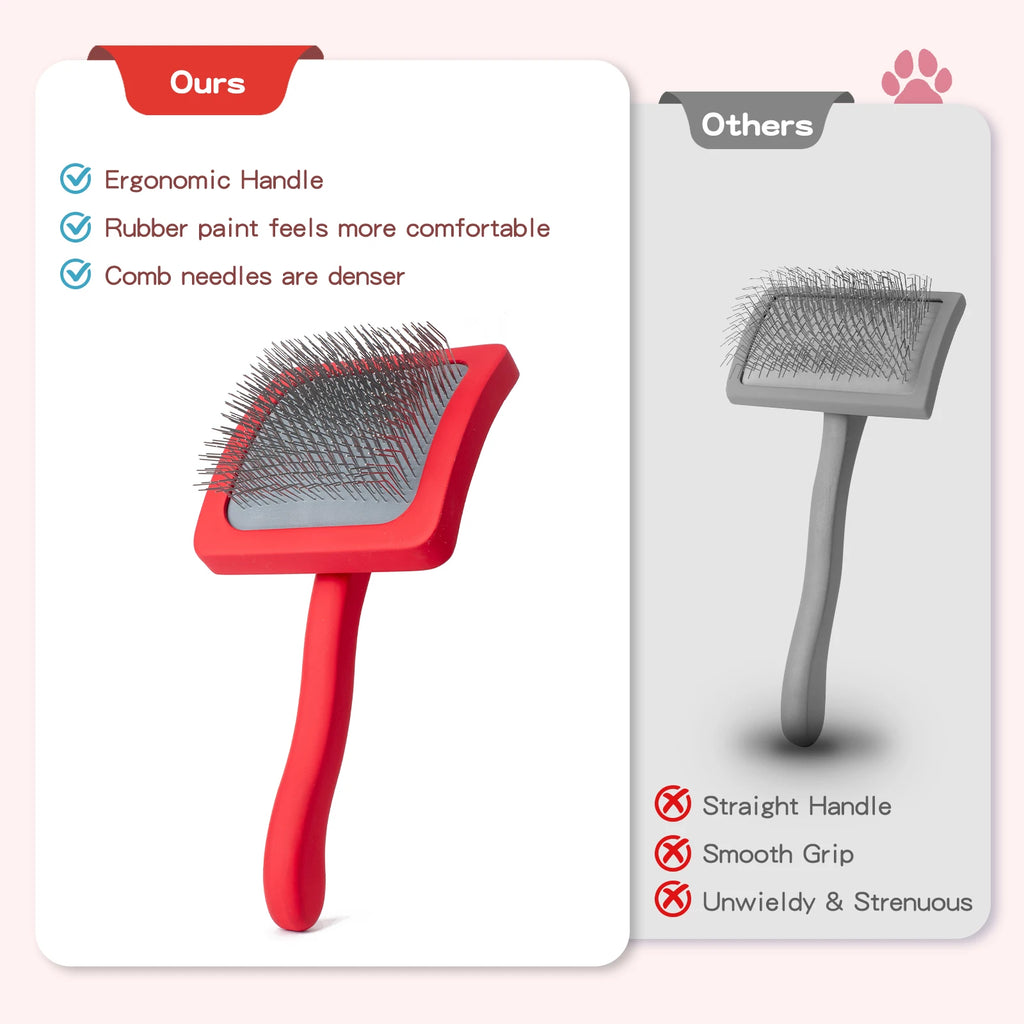 Professional Pet Dog Slicker Brush Soft Massage Grooming Stainless Steel Pins Cat Dog Comb Dematting Shedding Fur Undercoat